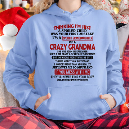 SEPTEMBER - I'M A SPOILED GRANDDAUGHTER OF A CRAZY GRANDMA - From Grandma - TIEN09 (SKU-GMD1-NTT09)