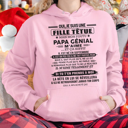 SEPTEMBRE - Oui, je suis une fille têtue – T-shirt | Cadeau d’anniversaire de papa pour sa fille - TIEN09 / fr09 (SKU12-214-09)