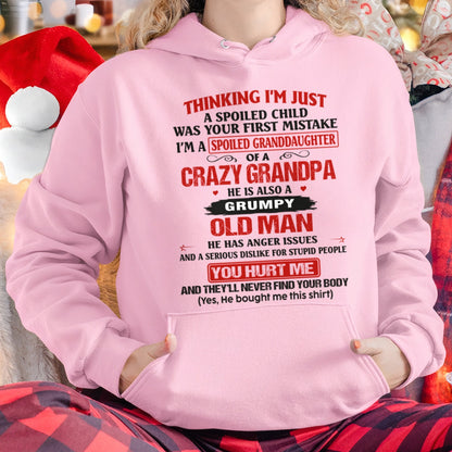 Spoiled Granddaughter of a Crazy Grandpa Shirt – Birthday Gift from Grandpa / Man - TIEN00 (SKU12-200-00)