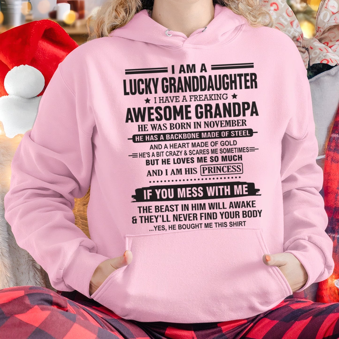 I Am A Lucky Granddaughter T-Shirt – Birthday Gift From November Grandpa / Man - TIEN11 (SKU11-122-11)