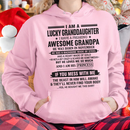 I Am A Lucky Granddaughter T-Shirt – Birthday Gift From November Grandpa / Man - TIEN11 (SKU11-122-11)
