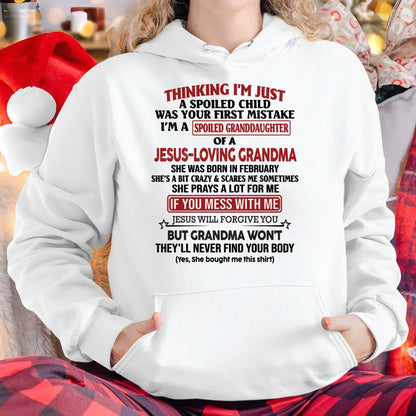 Christian Girl Shirt – Spoiled by Grandma February Edition – From Grandma to Granddaughter TIEN02 (SKU07-181-02)