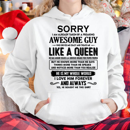 Sorry I am already taken by a freaking awesome guy - Gift for Wife From Husband - DOAN00 (SKU-SRG-00)