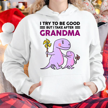 TRY TO BE GOOD BUT I TAKE AFTER GRANDMA- For granddaughter T shirt TIEN00 (SKU07-87)