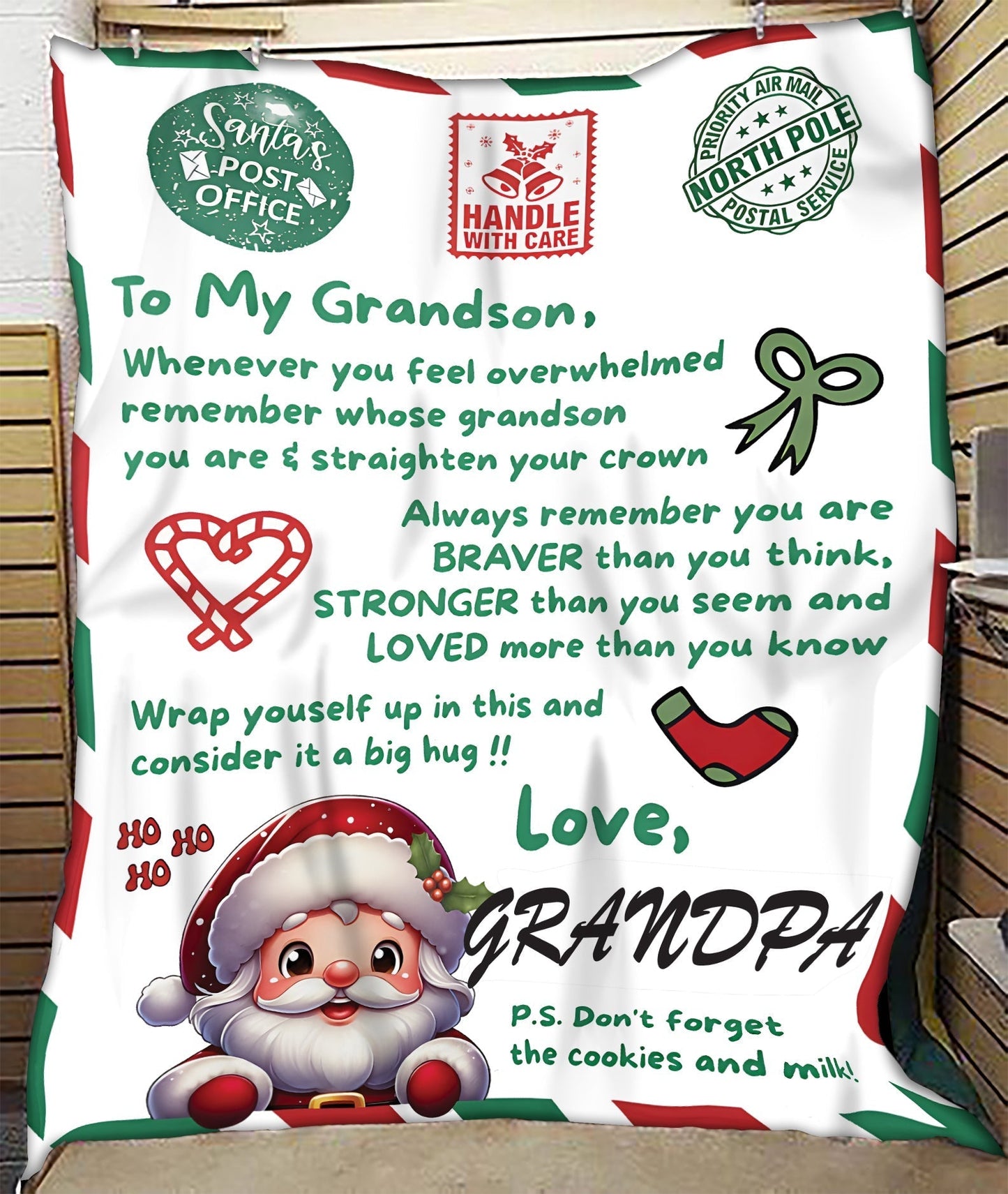 BLANKET FOR GRANDSON – COMFORT & WARMTH GIFT FROM GRANDPA  Sherpa Fleece Quilt Blanket TIEN00 (SKUB10-182)