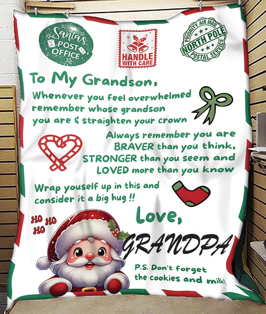 BLANKET FOR GRANDSON – COMFORT & WARMTH GIFT FROM GRANDPA  Sherpa Fleece Quilt Blanket TIEN00 (SKUB10-182)