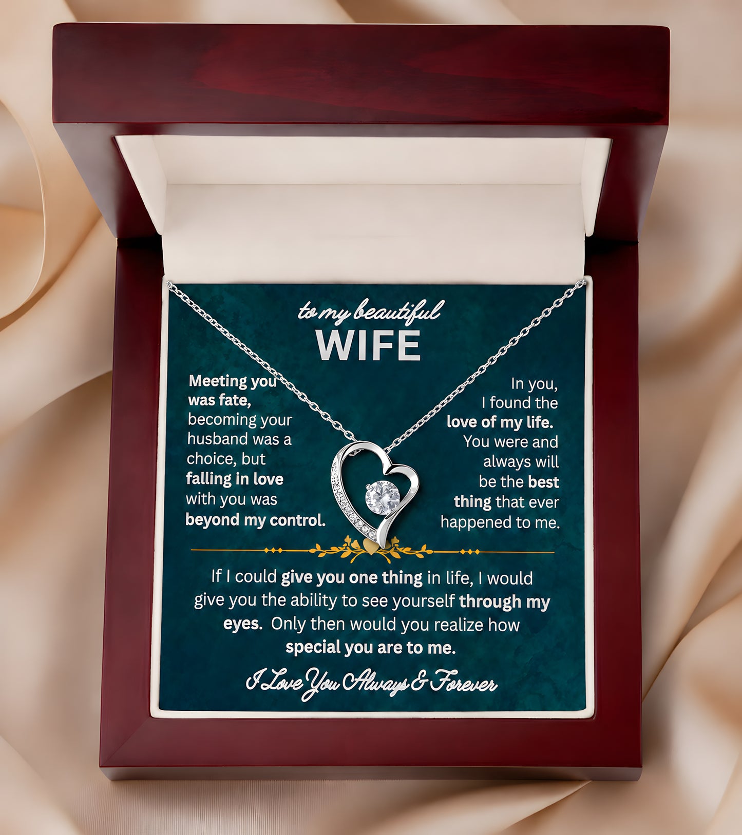 TO MY WIFE "I LOVE YOU ALWAYS AND FOREVER" - GIFT FROM HUSBAND - Forever Love Necklace - SKU2606-26