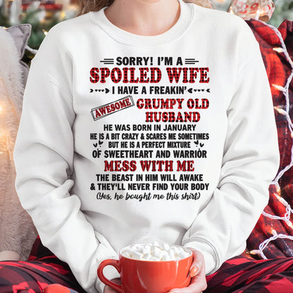 JANUARY - SPOILED WIFE OF AWESOME GRUMPY OLD HUSBAND - PERFECT GIFT  FROM HUSBAND - TIEN01 (SKU12-111-01)