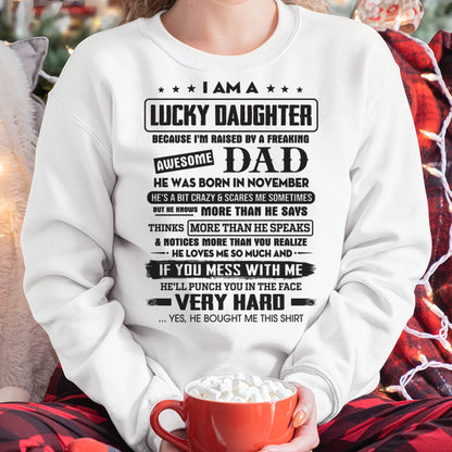 November - Lucky Daughter of Awesome Dad - Perfect Gift For Daughter From Dad - TIEN11 (SKU08-47-11)