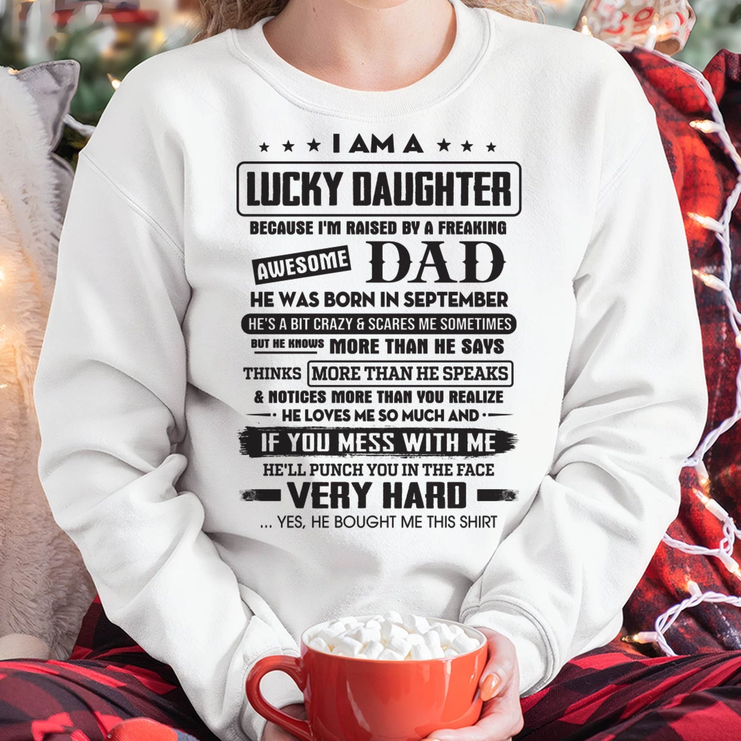 September - Lucky Daughter of Awesome Dad - Perfect Gift For Daughter From Dad - TIEN09 (SKU08-47-09)