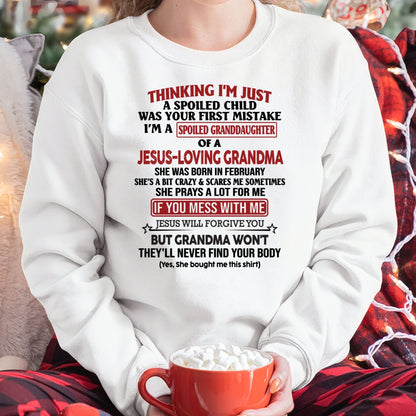 Christian Girl Shirt – Spoiled by Grandma February Edition – From Grandma to Granddaughter TIEN02 (SKU07-181-02)