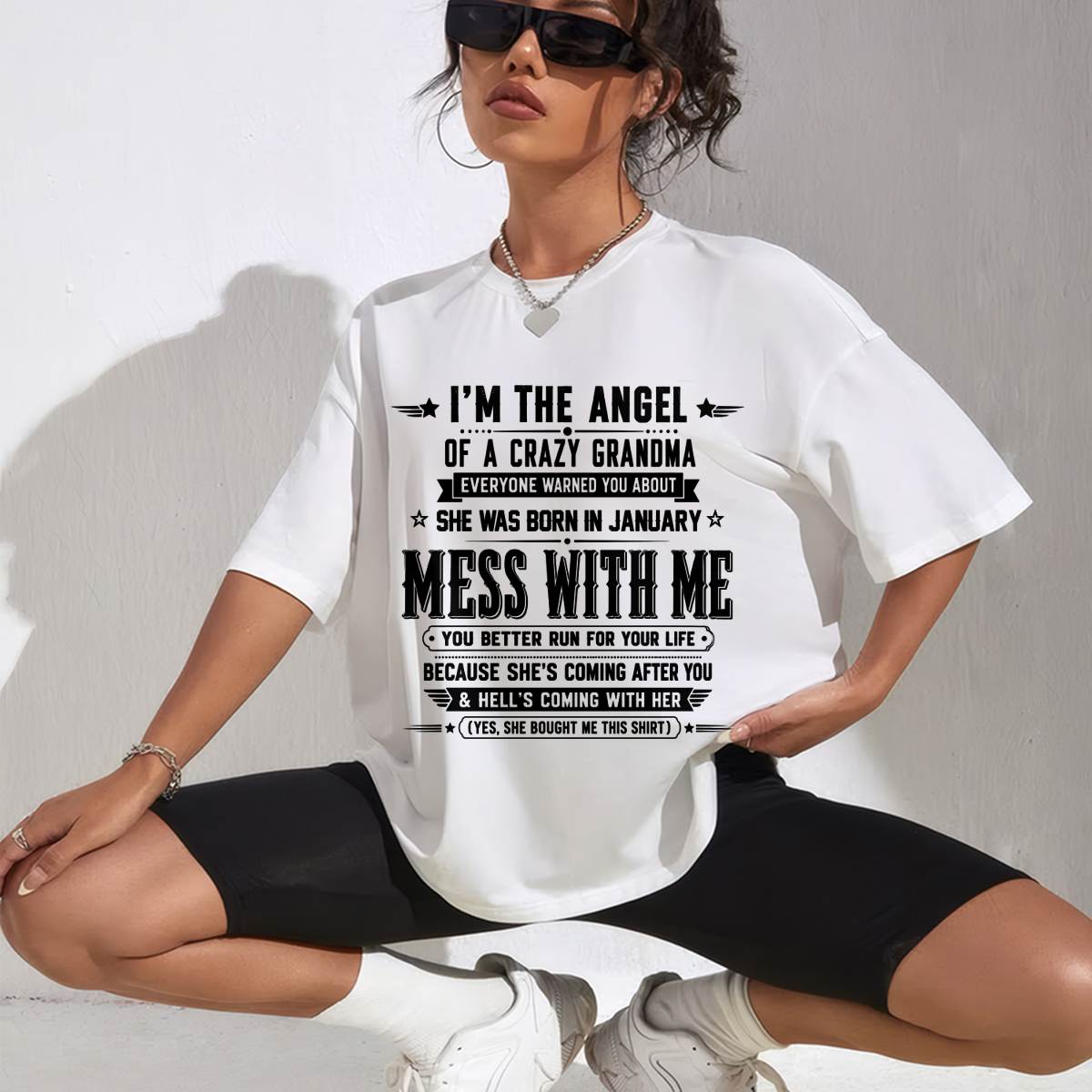 "I'm The Angel Of A Crazy Grandma" – The Beautiful T - Shirt From Grandma – TIEN01 (SKU2606-141-01)