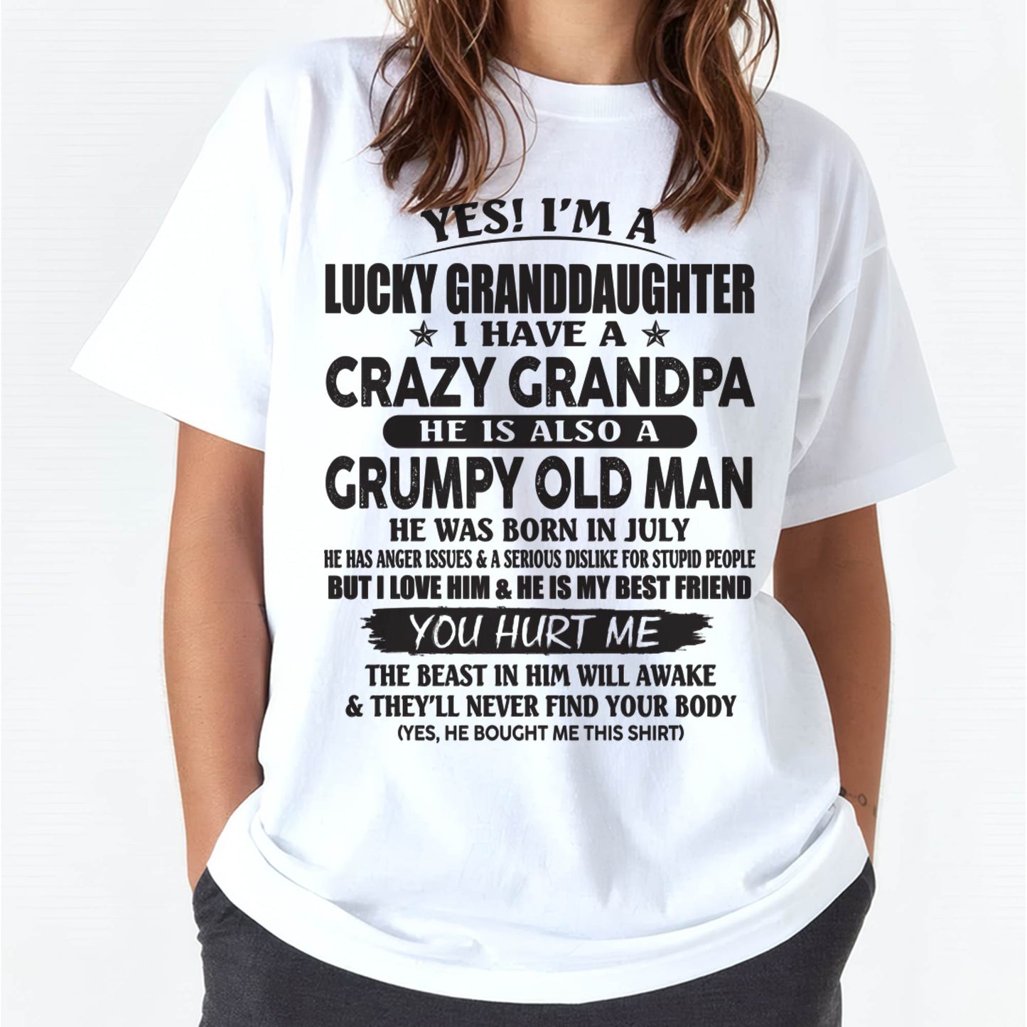 JULY - LUCKY GRANDDAUGHTER OF CRAZY GRANDPA - PERFECT GIFT FOR YOUR GRANDDAUGHTER FROM GRANDPA - TIEN07 (SKU10-150-07)