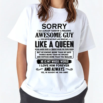 Sorry I am already taken by a freaking awesome guy - Gift for Wife From Husband - DOAN00 (SKU-SRG-00)
