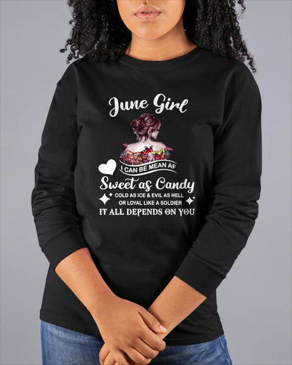 June Girl T-Shirt – Sweet As Candy, Cold As Ice - Birthday Gift for Women - TIEN06 (SKU26T-01-38-06)