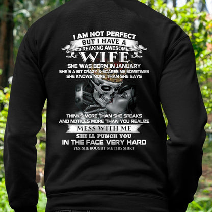 January - I Am Not Perfect But I Have A Freaking Awesome Wife - Gift For Husband From Wife - DOAN01 (SKU06-34-01)