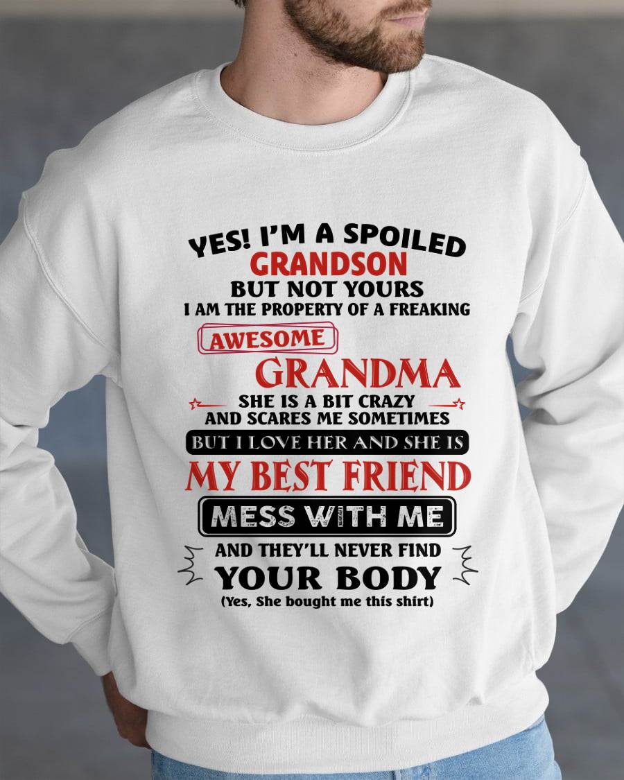 "YES! I'M A SPOILED GRANDSON OF AWESOME GRANDMA" – THE BEAUTIFUL T - SHIRT FROM GRANDMA – TIEN00 (SKU2606-392-00)