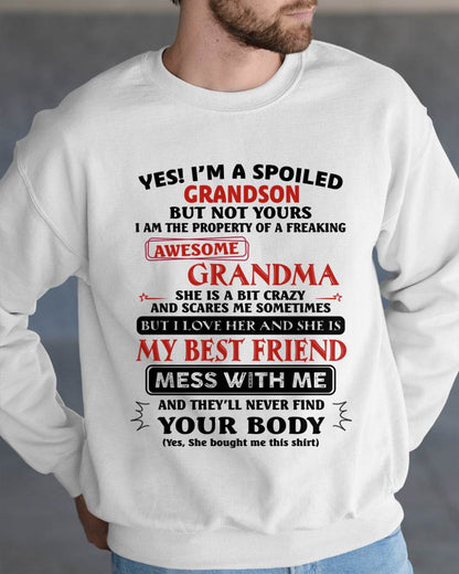 "YES! I'M A SPOILED GRANDSON OF AWESOME GRANDMA" – THE BEAUTIFUL T - SHIRT FROM GRANDMA – TIEN00 (SKU2606-392-00)