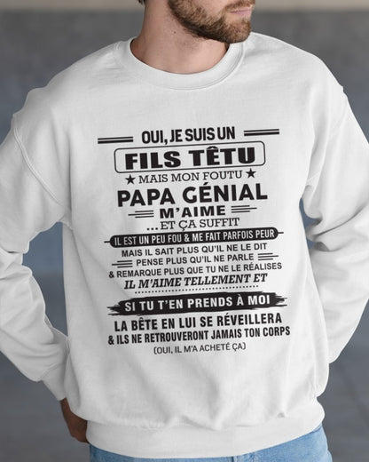 Oui, je suis un garçon têtu – T-shirt | Cadeau d’anniversaire de papa pour son fils - TIEN00 / fr00 (SKU12-260-00)