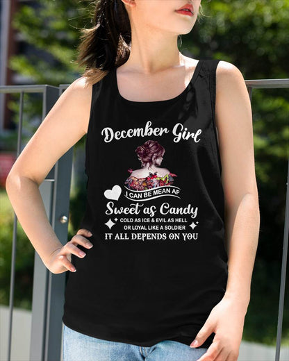 December Girl T-Shirt – Sweet As Candy, Cold As Ice - Birthday Gift for Women - TIEN12 (SKU26T-01-38-12)