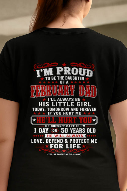FEBRUARY – "I'LL ALWAYS BE A LITTLE GIRL OF MY DAD" – RED VERSION – T – SHIRT FROM DAD – TIEN02 (SKU2608-154-02)