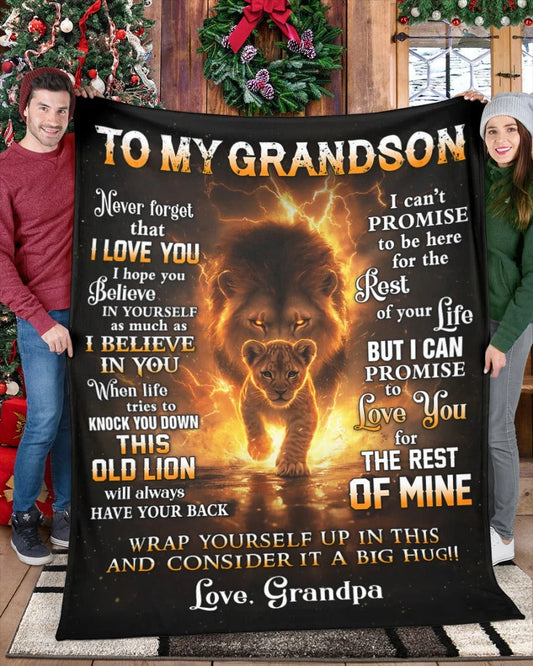 BLANKET FOR GRANDSON – COMFORT & WARMTH GIFT FROM GRANDPA  Sherpa Fleece Quilt Blanket TIEN00 (SKUB10-116)