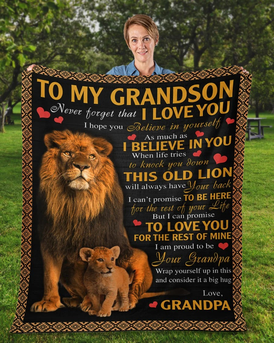 BLANKET FOR GRANDSON – COMFORT & WARMTH GIFT FROM GRANDPA  Sherpa Fleece Quilt Blanket TIEN00 (SKUB09-113)