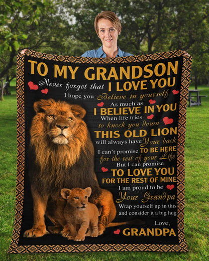BLANKET FOR GRANDSON – COMFORT & WARMTH GIFT FROM GRANDPA  Sherpa Fleece Quilt Blanket TIEN00 (SKUB09-113)