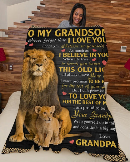 BLANKET FOR GRANDSON – COMFORT & WARMTH GIFT FROM GRANDPA  Sherpa Fleece Quilt Blanket TIEN00 (SKUB09-113)