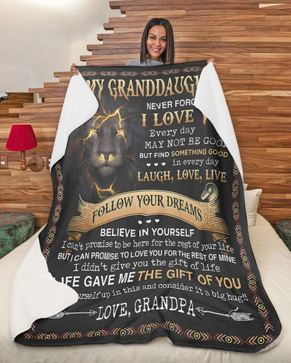 BLANKET FOR GRANDDAUGHTER – COMFORT & WARMTH GIFT FROM GRANDPA  Sherpa Fleece Quilt Blanket TIEN00 (SKUB09-44)