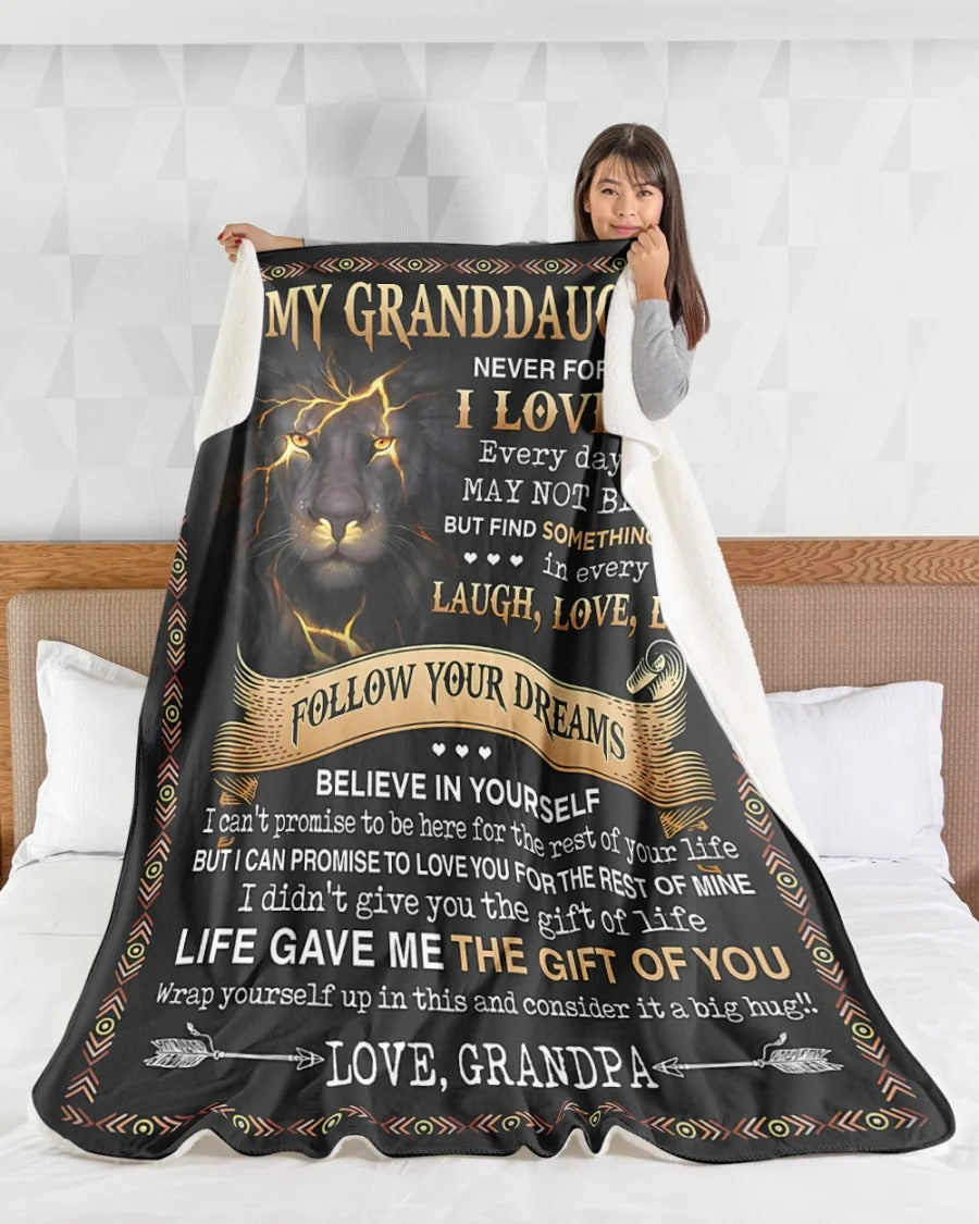 BLANKET FOR GRANDDAUGHTER – COMFORT & WARMTH GIFT FROM GRANDPA  Sherpa Fleece Quilt Blanket TIEN00 (SKUB09-44)