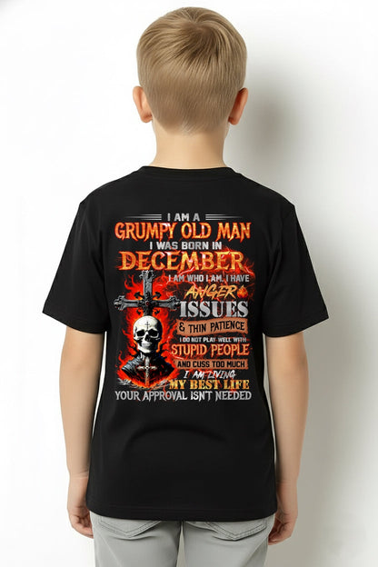 DECEMBER - GRUMPY OLD MAN T-SHIRT - FUNNY SKULL ANGER ISSUES TEE - PERFECT GIFT FOR MEN TIEN12 / male (SKU12-319-12)