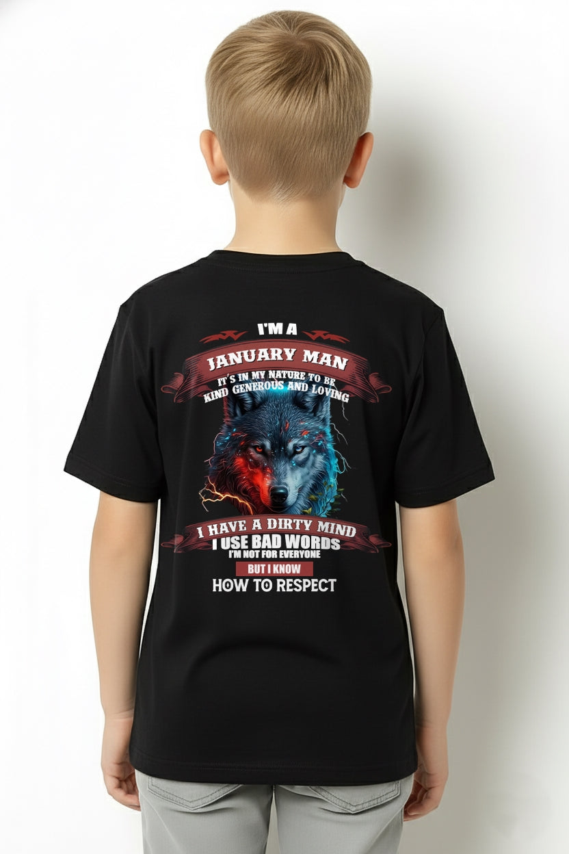 JANUARY - KNOW HOW TO RESPECT - BIRTHDAY T-SHIRT FOR MEN - TIEN01 / male (SKU12-162-01)