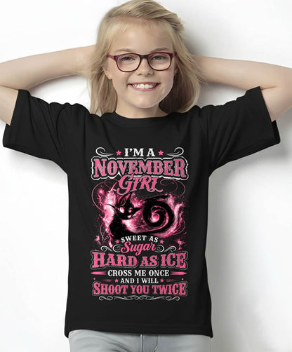 NOVEMBER GIRL – "SWEET AS SUGAR - HARD AS ICE" – PINK VERSION – T-SHIRT FOR WOMEN – TIEN11 (SKU2607-325-11)