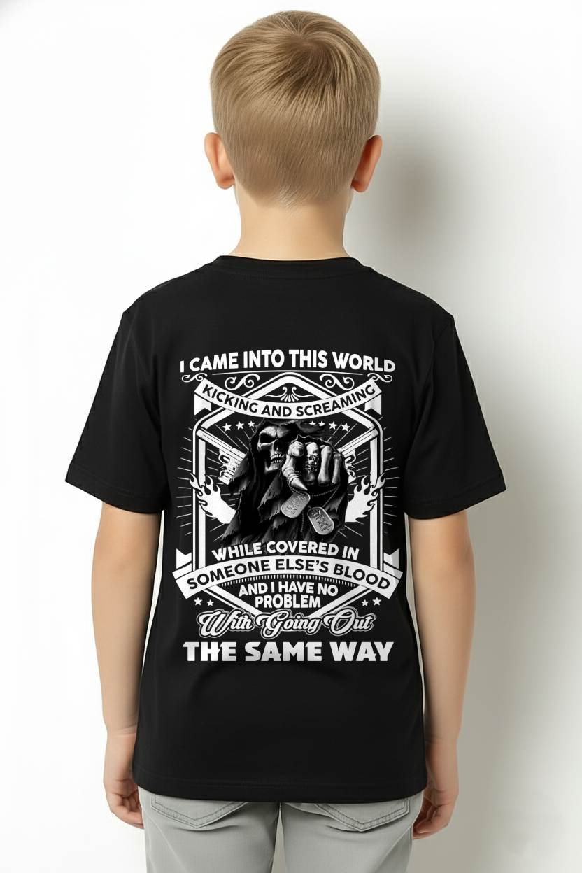 "I CAME INTO THIS WORLD WITH KICKING AND SCREAMING" – COOL T - SHIRT FOR MEN – TIEN00 (SKU2605-395-00)