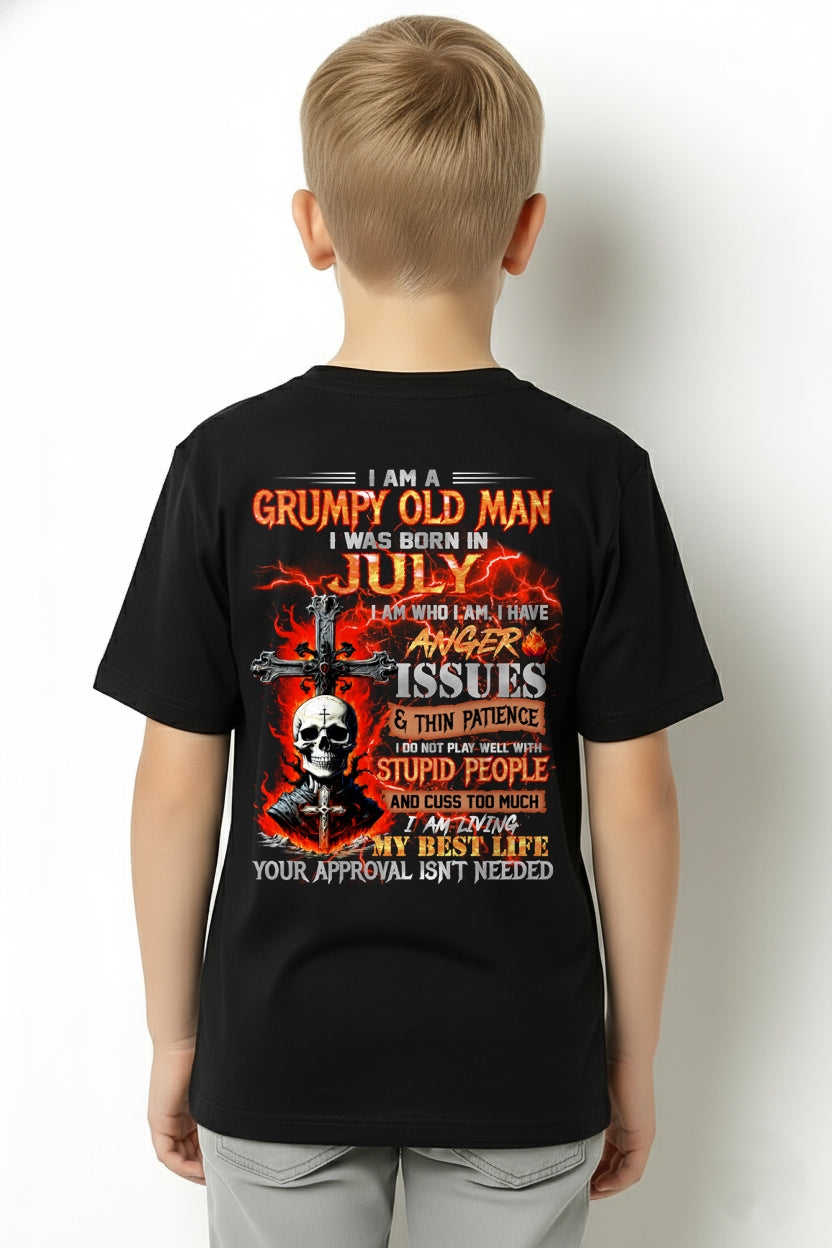 JULY - GRUMPY OLD MAN T-SHIRT - FUNNY SKULL ANGER ISSUES TEE - PERFECT GIFT FOR MEN TIEN07 / male (SKU12-319-07)