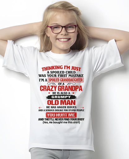 Spoiled Granddaughter of a Crazy Grandpa Shirt – Birthday Gift from Grandpa / Man - TIEN00 (SKU12-200-00)