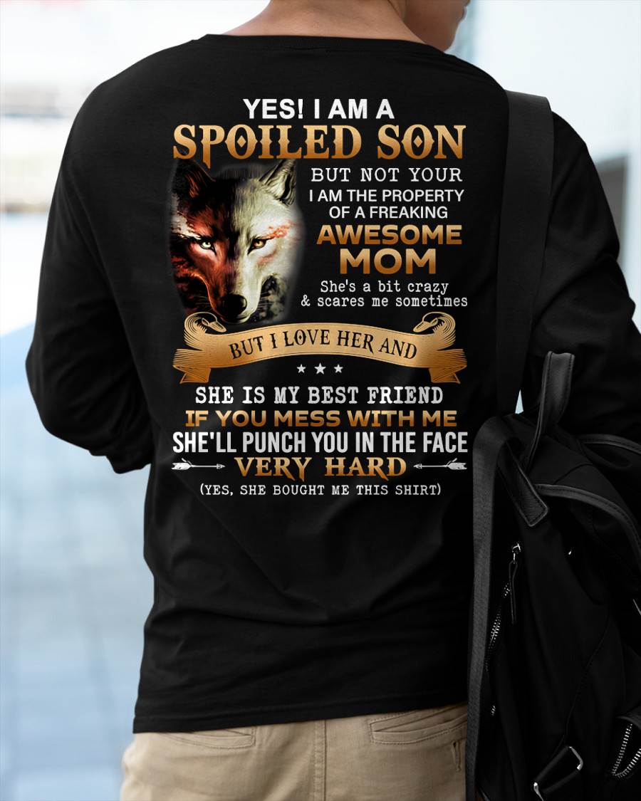 Lucky Son of Awesome Mom - Perfect Gift for Son From Mom - TIEN00 (SKU10-128-00)