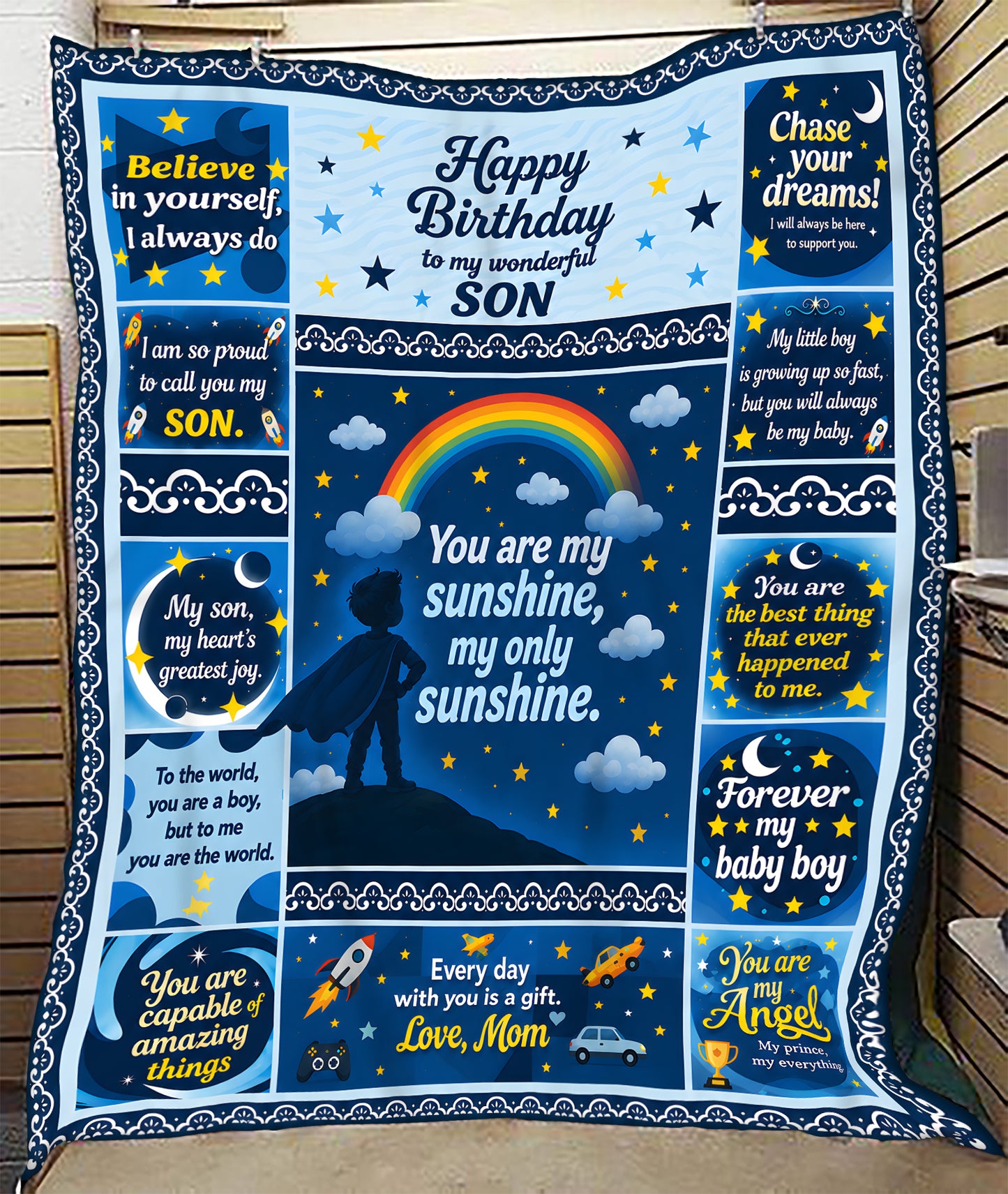 SPECIAL BIRTHDAY BLANKET TO YOUR SON - A WARM HUG FROM MOM - TIEN00 (SKU2607-240)