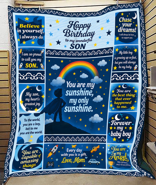 SPECIAL BIRTHDAY BLANKET TO YOUR SON - A WARM HUG FROM MOM - TIEN00 (SKU2607-240)