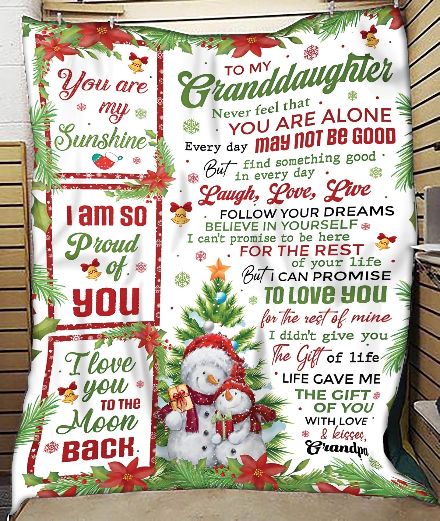 BLANKET FOR GRANDDAUGHTER – COMFORT & WARMTH CHRISTMAS GIFT FROM GRANDPA  Sherpa Fleece Quilt Blanket TIEN00 (SKUB10-184)