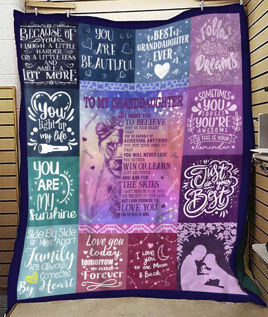 BLANKET FOR GRANDDAUGHTER – COMFORT & WARMTH GIFT FROM GRANDPARENTS  Sherpa Fleece Quilt Blanket TIEN00 (SKUB11-BLK-04)