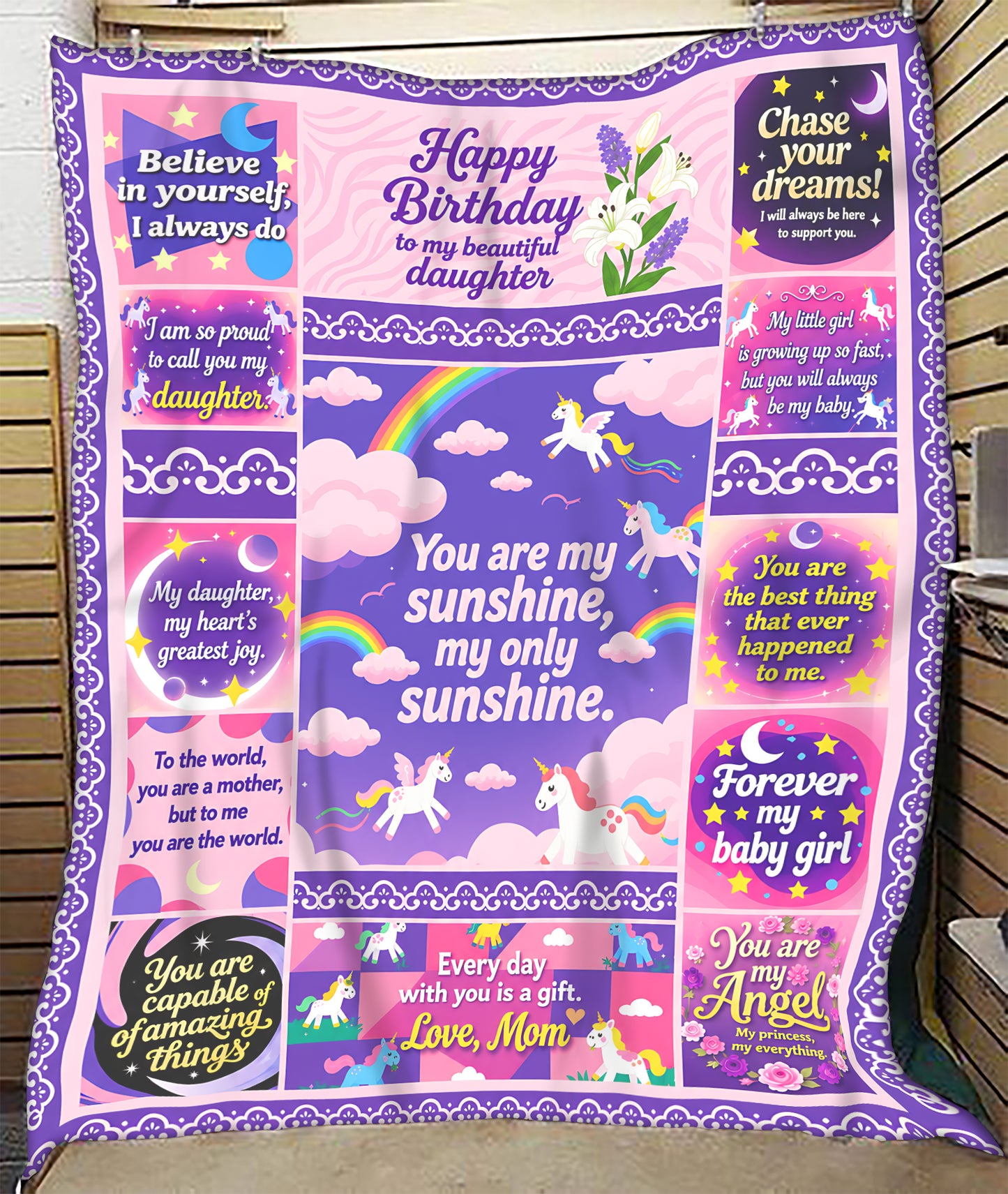 SPECIAL BIRTHDAY BLANKET TO YOUR DAUGHTER - A WARM HUG FROM MOM - TIEN00 (SKU2607-201)