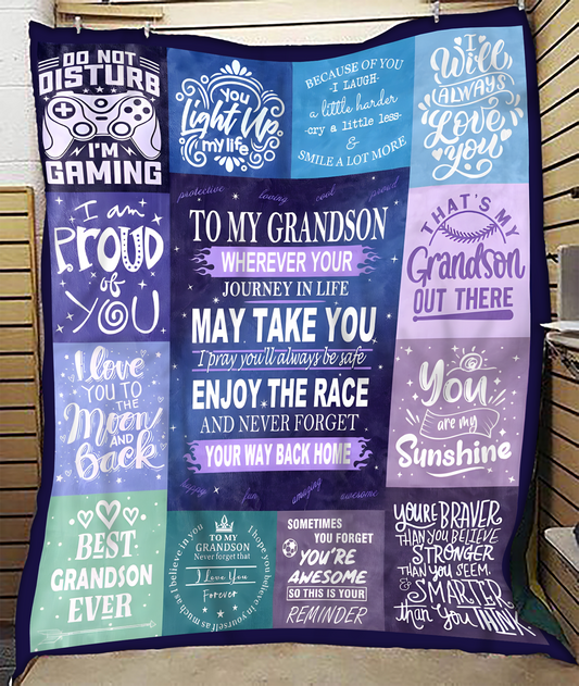 BLANKET FOR GRANDSON – COMFORT & WARMTH GIFT FROM GRANDPARENTS  Sherpa Fleece Quilt Blanket TIEN00 (SKUB11-BLK-02)