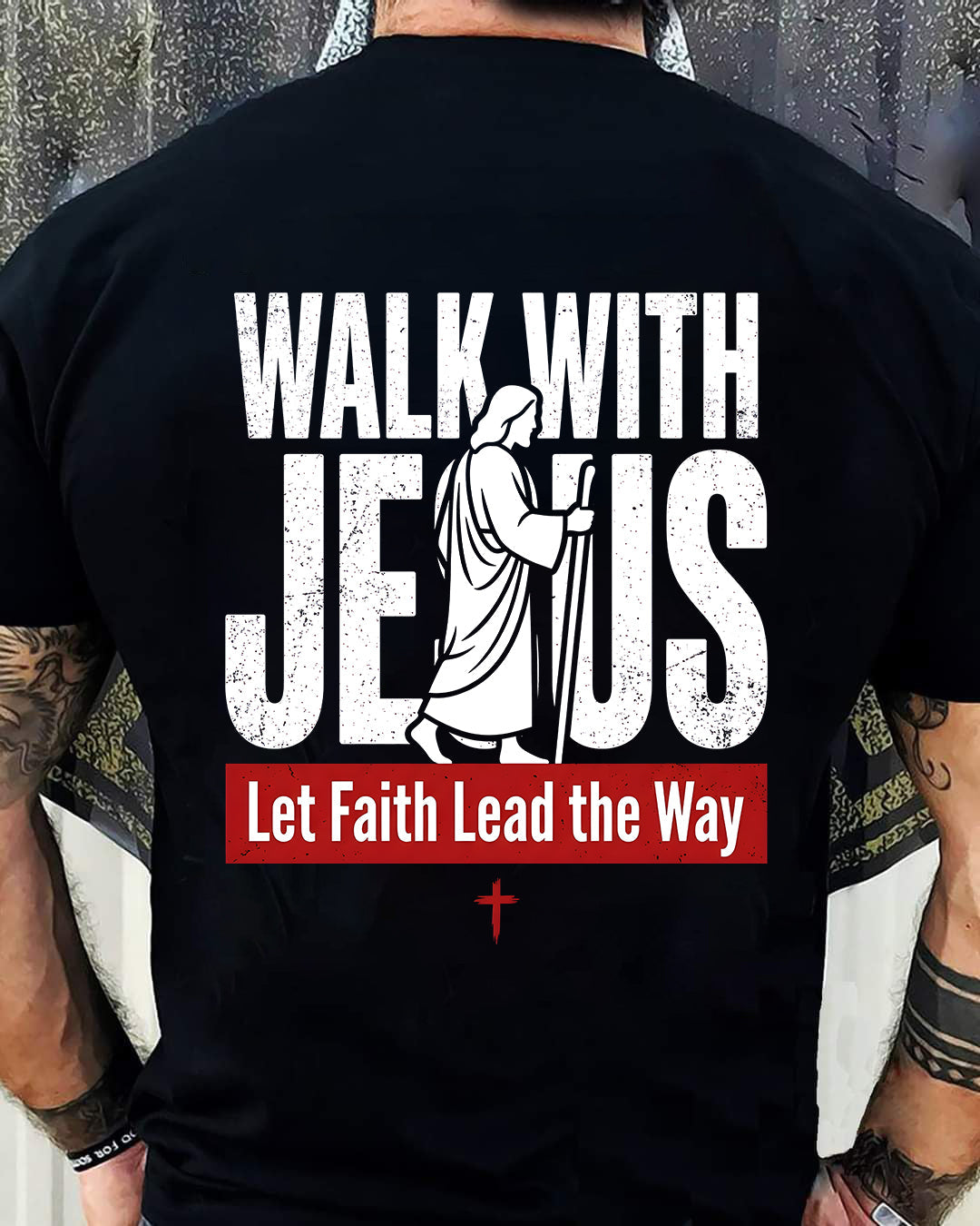 WALKING WITH JESUS - CHRISTIAN T-SHIRT - FOR MEN tien00 (SKU2608-128)