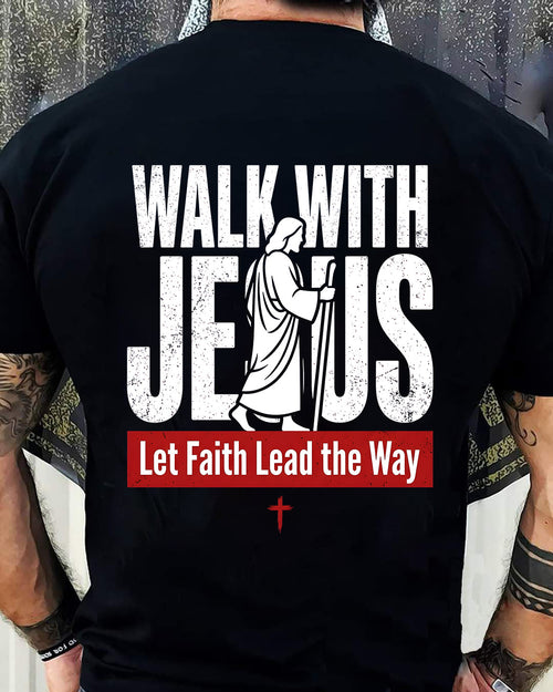 WALKING WITH JESUS - CHRISTIAN T-SHIRT - FOR MEN tien00 (SKU2608-128)