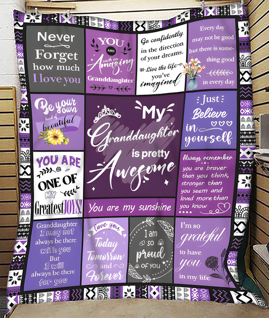BLANKET FOR GRANDDAUGHTER – COMFORT & WARMTH GIFT FROM GRANDPARENTS  Sherpa Fleece Quilt Blanket TIEN00 (SKUB11-BLK-03)