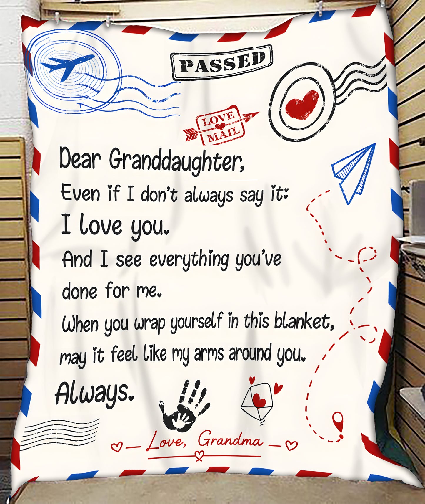 SPECIAL BLANKET TO YOUR GRANDDAUGHTER - A WARM HUG FROM GRANDMA - TIEN00 (SKU2608-312)