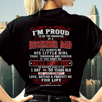 DECEMBER – "I'LL ALWAYS BE A LITTLE GIRL OF MY DAD" – RED VERSION – T – SHIRT FROM DAD – TIEN12 (SKU2608-154-12)