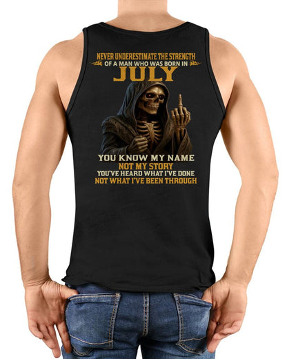 JULY - NEVER UNDERESTIMATE - BIRTHDAY T-SHIRT FOR MEN - TIEN07 (SKU26T-01-06-07)